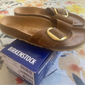 Birkenstock Madrid Big Buckle Sandals in Cognac